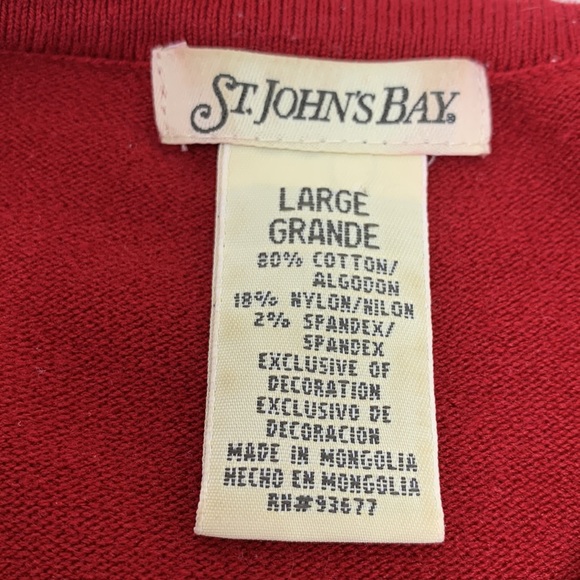 St Johns Bay red embroidered floral knit sweater 3/4 sleeves - Picture 4 of 5